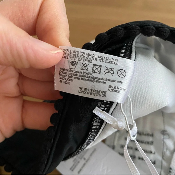 NWT The White Company Gradual Stripe Bikini Brief Bottom Only Black White Sz 8 - Picture 9 of 9